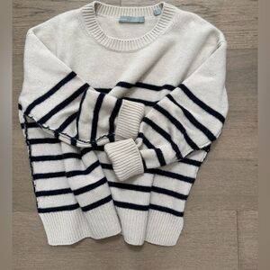 Vince boxy relaxed stripe knit sweater - cream/navy